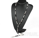белый жемчуг хрусталь и черный агат долго стиле Y форме ожерелья