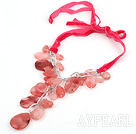 23,6 inches kirsebær quartze halskjede med bånd