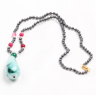 Beads Classic Design Tungsten Acier Pierre Collier avec pendentif Colorful Jade Agate