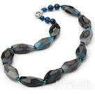 Einzelstrang Einfallswinkel Blaue Achat Halskette mit Karabinerverschluss