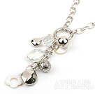 31.5 inches crystal and shell necklace with metal chain