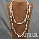 47 дюймов разноцветные жемчужины LOGN стиль ожерелье