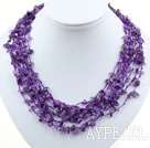 multi strand amethyst necklace with shell flower clasp