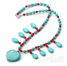 fashion turquoise and blood stone necklace