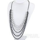 Multi-Strang Perle und Kristall Halskette