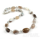 Gris Clair et Agate Collier Crystal Style long