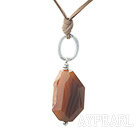 Style simple forme irrégulière Marron cristallisé collier pendentif Agate avec cordon Brown