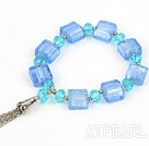 7,5 Zoll blauen Kristall und farbige Glasur Armband