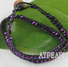 15.0 inches purple 4mm manmade crystal wrap bracelet