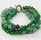 Multi Strand Deark vert Peark cristal et bracelet en aventurine avec fermoir clair de lune