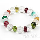 Assorted Multi Color Crystal Beaded Elastic Bangle Bracelet