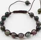 8mm Indian Agate Woven Beaded Drawstring Bracelet with Adjustable Thread