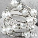 White Shell Beads Wrap Bangle Bracelet