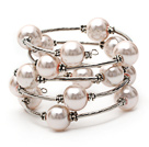 Pink Shell Couleur Perles Wrap Bracelet