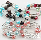 Assortert Multi Color Shell perler Wrap Bangle Bracelet