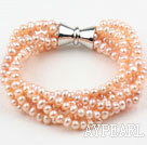 Brins multi naturel bracelet rose perle d'eau douce avec fermoir magnétique Big