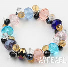 Assortert Multi Color Crystal Elastic Bangle Bracelet