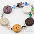 Multi Color vulkanisk sten och Multi Color Crystal Bracelet
