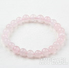 Ronde naturelle quartz rose 8mm bracelet élastique en perles