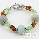 New Design Faceted Amazon Stone and Crystal Bracelet