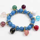 Bleu Style de Charm Mode Perles Agate élastique / Bracelet extensible Avec perles multi Gemstone Charms