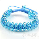 Fashion Style Zwei Row Sky Blue Crystal Drawstring Bracelet