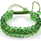 Fashion Style à deux rangs Green Grass Crystal Bracelet cordon
