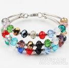 Three Strands Multi Color Manmade Crystal Bangle Bracelet