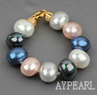 haute qualité d'oeuf forme multi couleur coquillage perles bracelet avec fermoir plaqué or