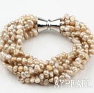 Brins multi 3-4mm Bracelet de perles d'eau douce avec fermoir en Champagne magnétique Big