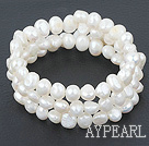 wrap style freshwater white pearl bracelet