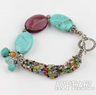 blue turquoise purple crystal bracelet with toggle clasp
