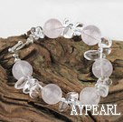 beautiful white pearl and rose quartz bracelet with toggle clasp
