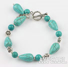 turquoise and tibet silver bracelet with toggle clasp