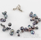 fashion multi strand black pearl bracelet 