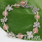 7.5 inches cherry quartze butterfly charm bracelet with extendable chain