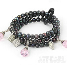 ink crystal Perle und Kristall pink bracelet 7 Zoll Armband 7 Zoll 