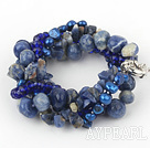 Multi Strand Deark Blue Pearl Crystal and Sodalite Bracelet