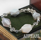 Fashion Irregular Shape Gray Agate Crystal Toggle Clasp Charm Bracelet