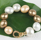 høy kvalitet egg form multi farge Sea Shell perler armbånd med gullbelagt lås