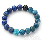 Blue Series 10mm Lapis et cyanite et strass perles Bracelet extensible