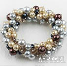 multi brin et shell perles de cristal bracelet élastique