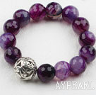 7.5 inches stretchy 14mm purple agate beaded bracelet