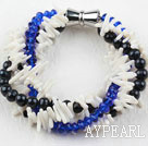 Multi de perles de cristal et bracelet de corail blanc avec fermoir magnétique