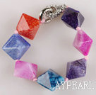 multi color 7.5 inches chunky style candy color rutilated agate bracelet 