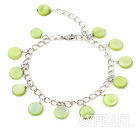 11mm green round shell bracelet with extendable chain