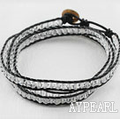 23.6  inches manmade clear crystal wrapped leather bracelet