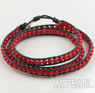 23.6 inches red coral wrapped leather bracelet 23,6 дюймов красный коралл обернутый кожаный браслет