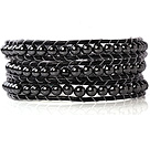 23.6  inches tungsten steel stone wrapped leather bracelet