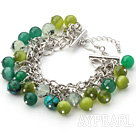 Série verte vert Cats Eye et vert bracelet à quartz rutile avec chaîne en métal